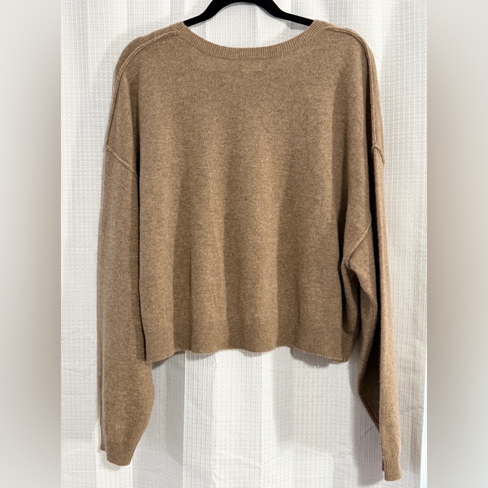Anthropology Pilcro Woman’s Brown Cropped Crewneck 100% Cashmere Sweater.Size XL - Picture 4 of 5